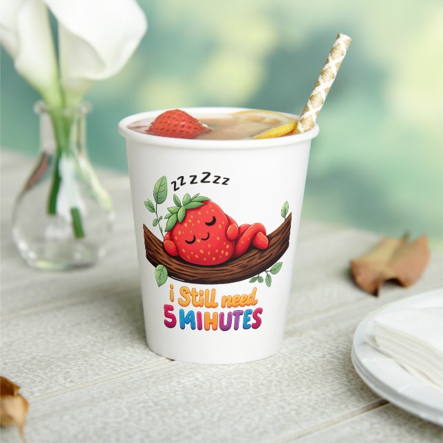 Gobelets En Papier Cute Sleeping Strawberry – 8oz Paper Cup (Insitu)