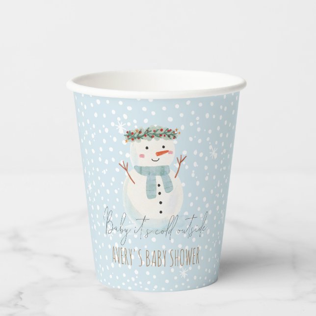 Gobelets En Papier Cute Snowman Baby Il fait froid dehors Baby shower (Recto)