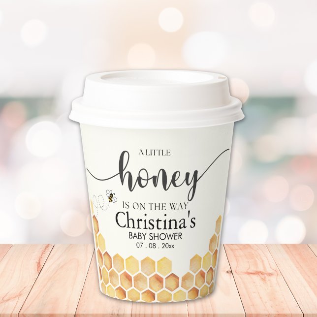 Gobelets En Papier Cute Sunflower Bee Baby Shower (Créateur téléchargé)