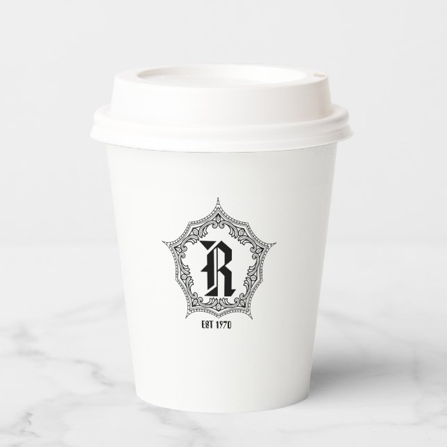 Gobelets En Papier Cuztomizable Classique Cadre Vintage Restaurant (Recto)