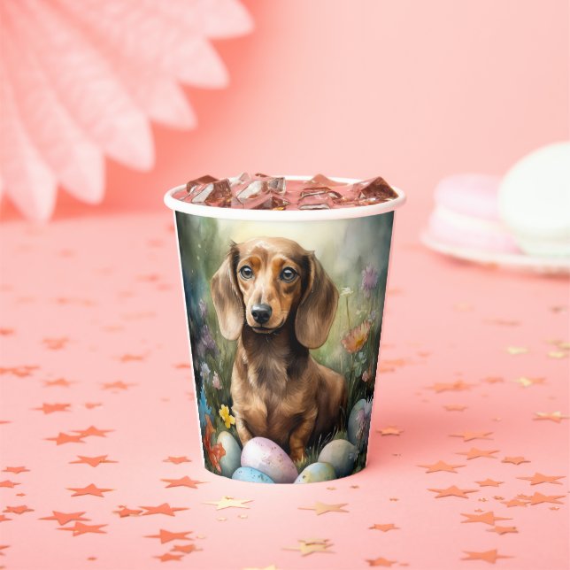 Gobelets En Papier Dachshund avec œufs de Pâques (Insitu)