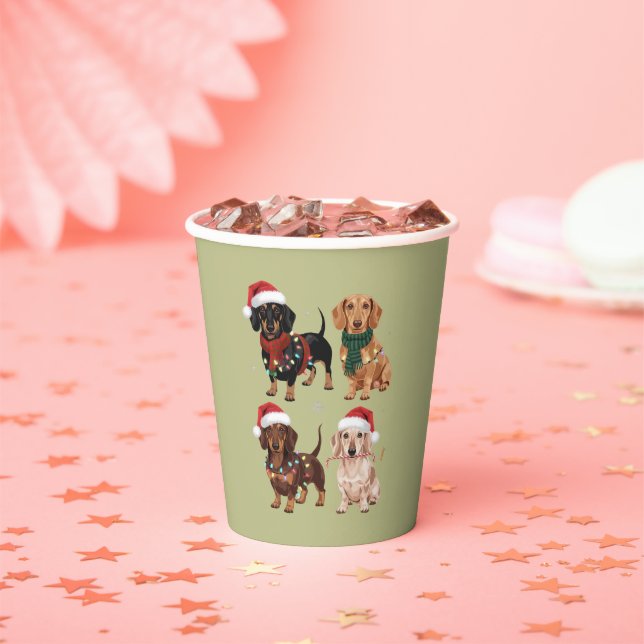 Gobelets En Papier Dachshund Christmas Chien Maman Lover Noël Cadeau (Insitu)