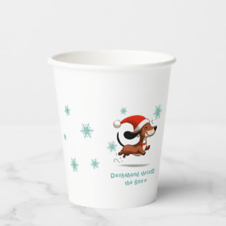 Gobelets En Papier Dachshund dans la neige chiot chien de Noël