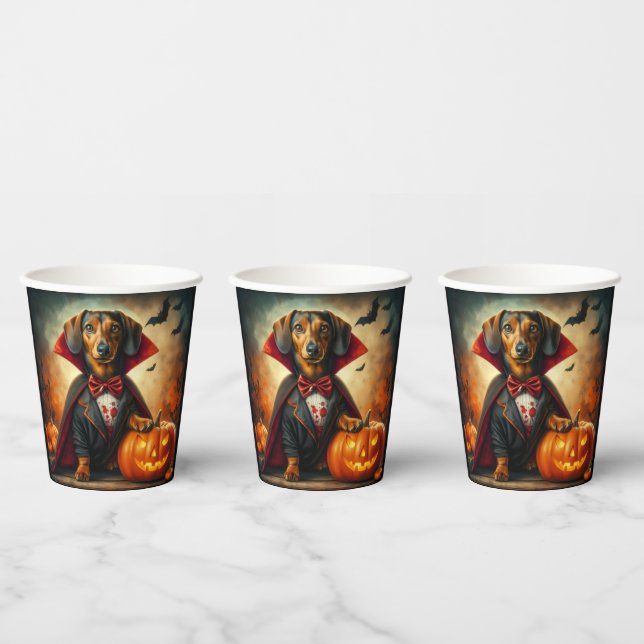 Gobelets En Papier Dachshund Vampire Halloween (Multi)