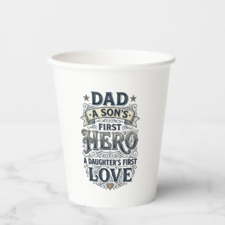 Gobelets En Papier Dad Son Hero Daughter Love Vintage Typography Shir