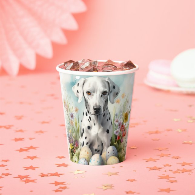 Gobelets En Papier Dalmatien avec oeufs de Pâques (Insitu)