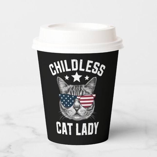 Gobelets En Papier Dame de chat sans enfants 2024  (Recto)