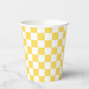 Gobelets En Papier Damier jaune visuel classique