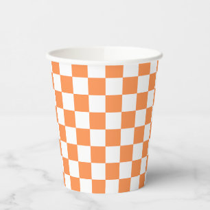 Gobelets En Papier Damier orange visuel classique