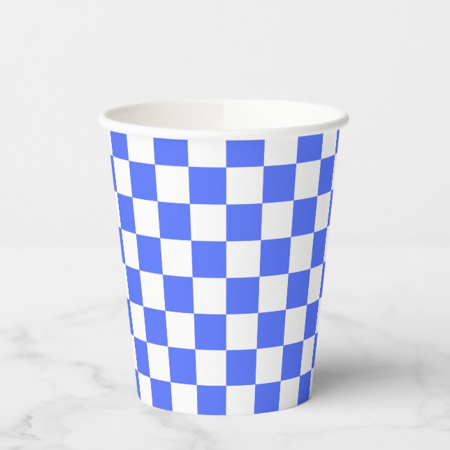 Gobelets En Papier Damier saphir classique visuel  (Gauche)