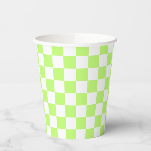 Gobelets En Papier Damier vert classique visuel  (Gauche)