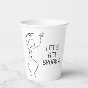Gobelets En Papier Dancing Halloween Skeleton - blanc