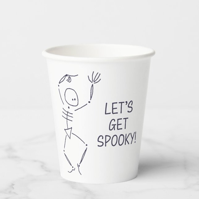 Gobelets En Papier Dancing Halloween Skeleton - blanc (Recto)