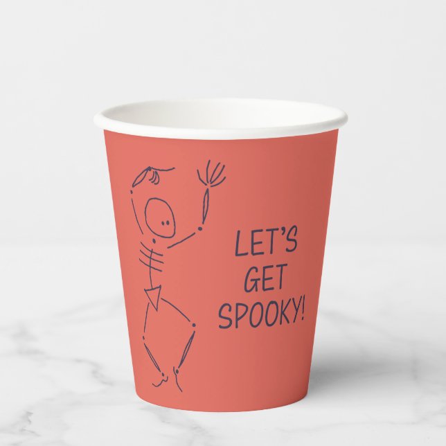 Gobelets En Papier Dancing Halloween Skeleton - orange (Recto)