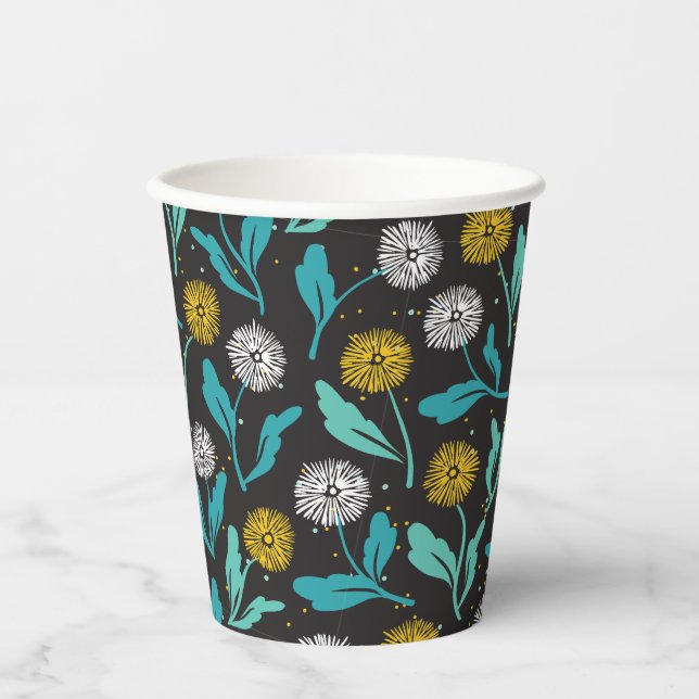 Gobelets En Papier Dandelion de printemps Fleurs et design Feuille (Recto)