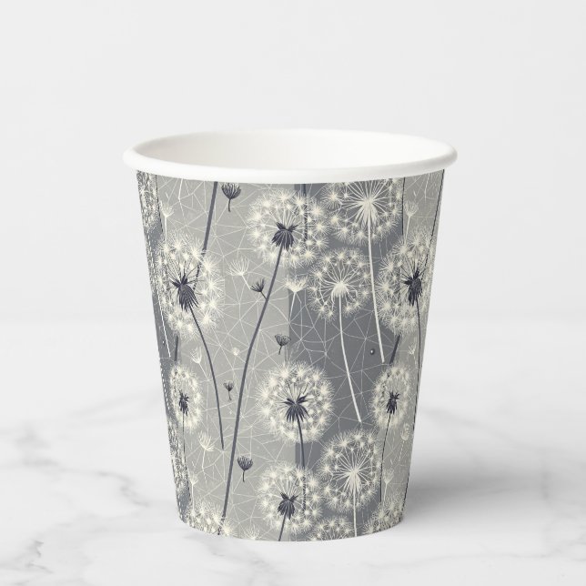 Gobelets En Papier Dandelion monochrome moderne (Recto)
