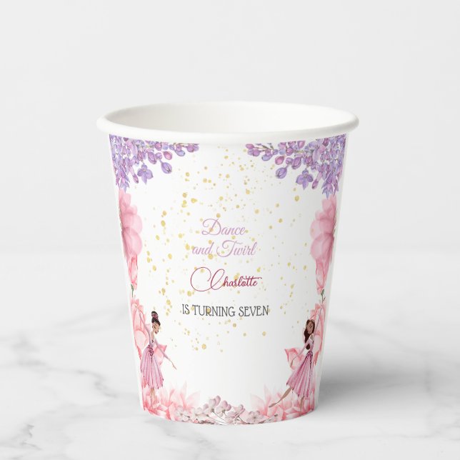 Gobelets En Papier Danse et ballerine tourbillon anniversaire (Recto)