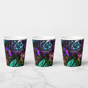 Gobelets En Papier Dark Wonderland Bold Glamor Floral Flowers Party