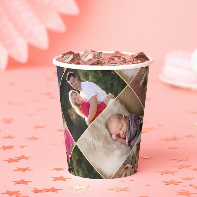 Gobelets en papier de fête avec collage de photos  (Create Personalized Photo Collage Party Paper Cups)