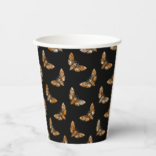 Gobelets En Papier Death's Head Moth Pattern