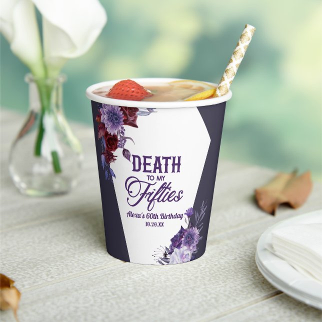 Gobelets En Papier Décès à mes cinquante Floral 60e Anniversaire (Insitu)