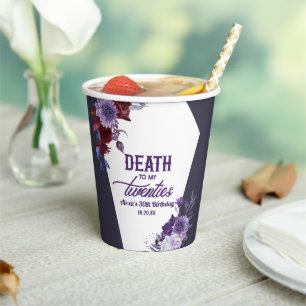 Gobelets En Papier Décès à mes vingt Floral 30e Anniversaire