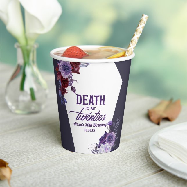 Gobelets En Papier Décès à mes vingt Floral 30e Anniversaire (Insitu)