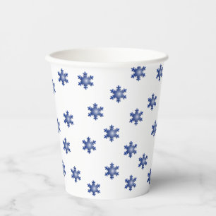 Gobelets En Papier Déclenchement de plusieurs flocons bleus