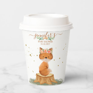 Gobelets En Papier Décor Bohème pour Baby Shower avec Renardeau Migno
