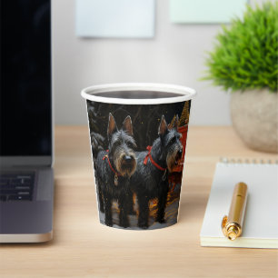 Gobelets En Papier Décor de Noël écossais Terrier Snowy Sleigh