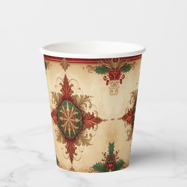 Gobelets en papier décoratifs rouges pour Noël (Recto)