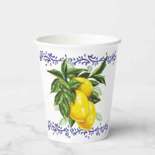 Gobelets En Papier Décoration de fête de style européen Toile Citrons