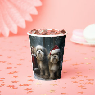Gobelets En Papier Décoration de Noël au traîneau enneigé Malti Tzu