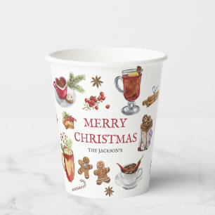 Gobelets En Papier Décorations de fête sucrées Joyeux Noël Vaisselle