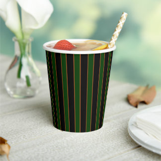 Gobelets En Papier Deep Vintage Striped Green Pattern Paper Cups