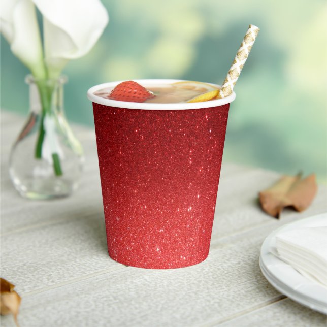 Gobelets En Papier Dégradé de paillettes rouges (Insitu)