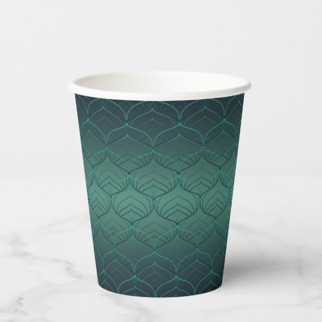 Gobelets En Papier Dégradé vert dans le style art déco. (Recto)