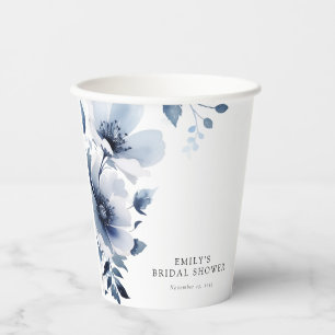 Gobelets En Papier Déjeuner de mariage floral bleu marine