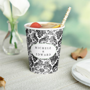 Gobelets En Papier Délicats tasses en papier dentelle noire de Grunge