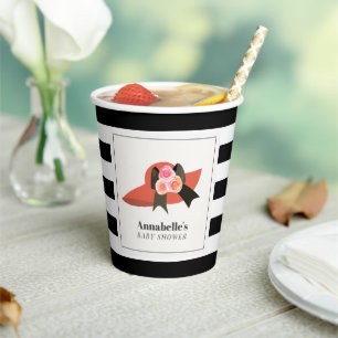 Gobelets En Papier Derby Style Grand Baby shower Rose Casquette rouge