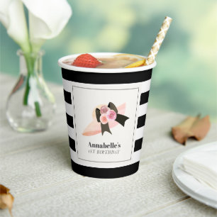 Gobelets En Papier Derby Style Gros Casquette rose Rose 1er anniversa