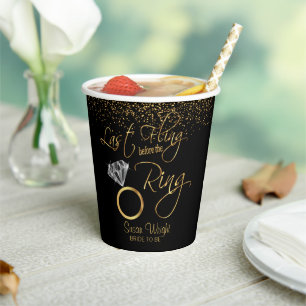 Gobelets En Papier Dernier Fling avant la ceinture Bachelorette - Or