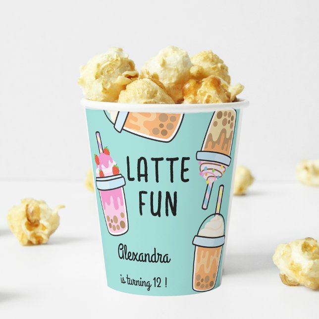 Gobelets En Papier Dernier plaisir café bobba thé anniversaire (Créateur téléchargé)