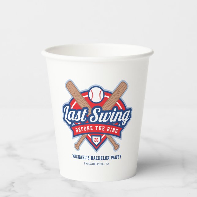 Gobelets En Papier Dernier Swing avant la Fête de Bachelor de Basebal (Recto)