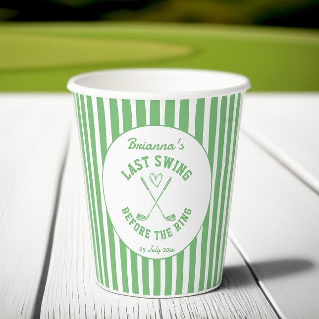 Gobelets En Papier Dernier swing golf club de pays Bachelorette week- (Last swing before the ring golf country club Bachelorette weekend party personalized Paper Cups)