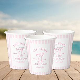 Gobelets En Papier Dernier toast sur la Côte Pink Beach Bachelorette