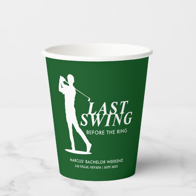 Gobelets En Papier Dernier Tour de Swing avant le Bachelor de Golf (Recto)