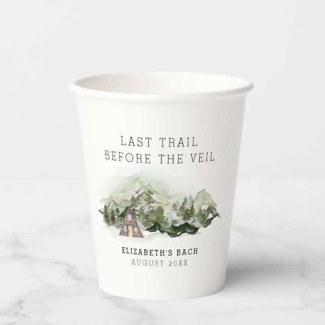 Gobelets En Papier Dernier Trail Avant Le Voile Week-end Enterrement  (Recto)