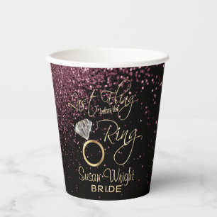 Gobelets En Papier Dernière virée avant l'anneau Bachelorette - Rose