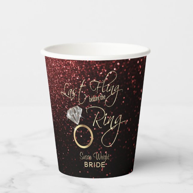 Gobelets En Papier Dernière virée avant l'anneau Enterrement de vie d (Recto)